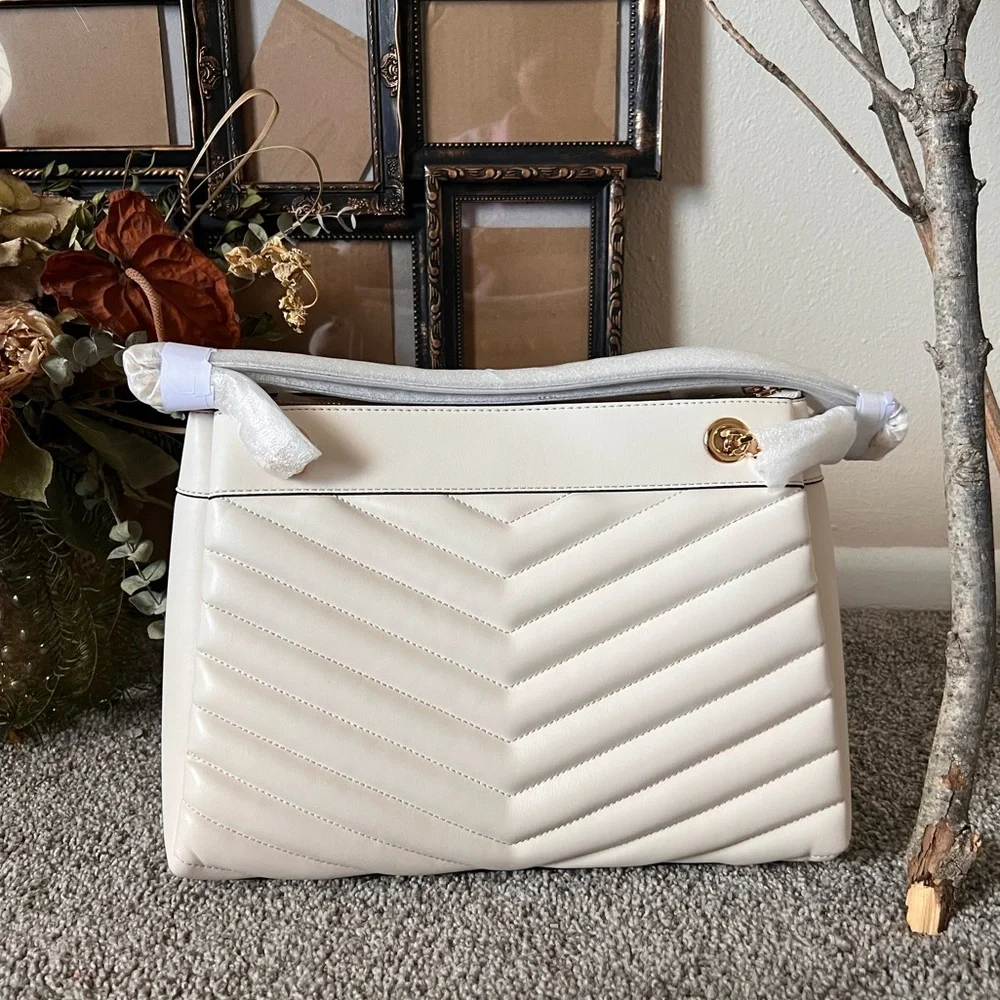 Michael Kors Cream White Whitney Medium Quilted Tote Bag - Picture 2 of 5
